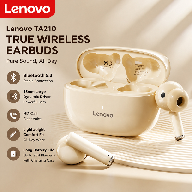 Anc Wireless Over Ear Headphones - Lenovo TA210 Bluetooth-Wireless-Kopfhörer mit eingebautem Mikrofon,