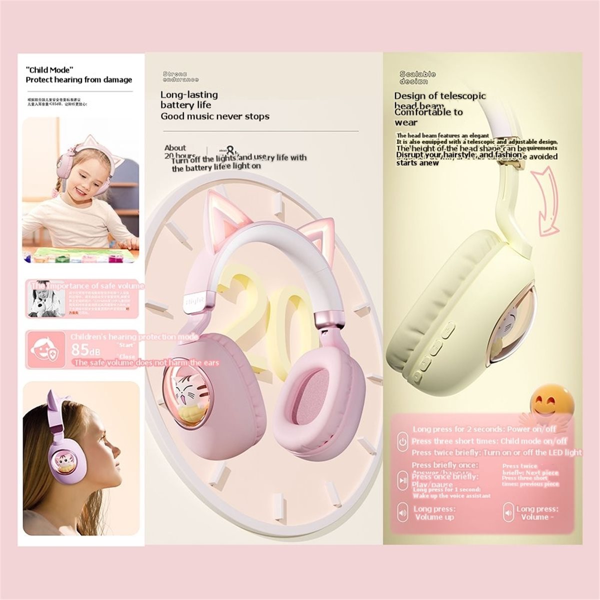 Cat Ear Bluetooth Headset Led - [VALUE PACK] Niedliche Katzenohren Bluetooth 5.3
