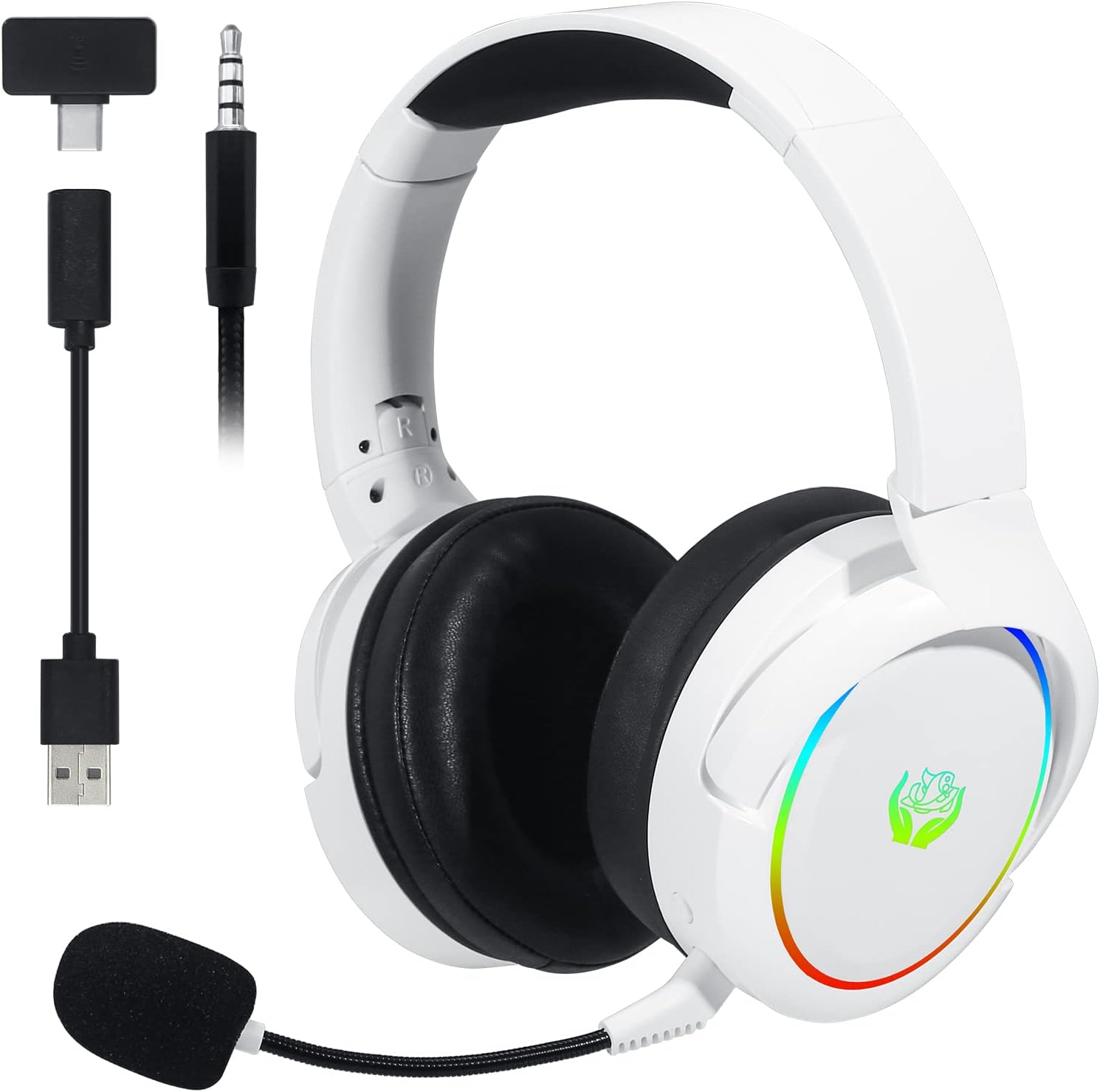 Gaming Headset With Mic Rgb - HUO JI 2,4 G/Bluetooth Wireless Gaming