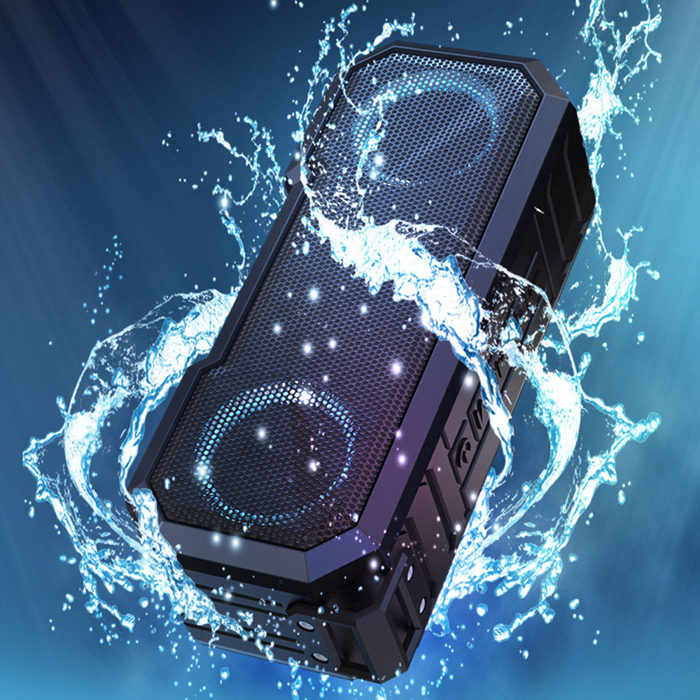 Portable Bluetooth Speaker Waterproof Ipx7 - Tragbarer Bluetooth-Lautsprecher, kabelloser Lautsprecher mit Blitzlicht,