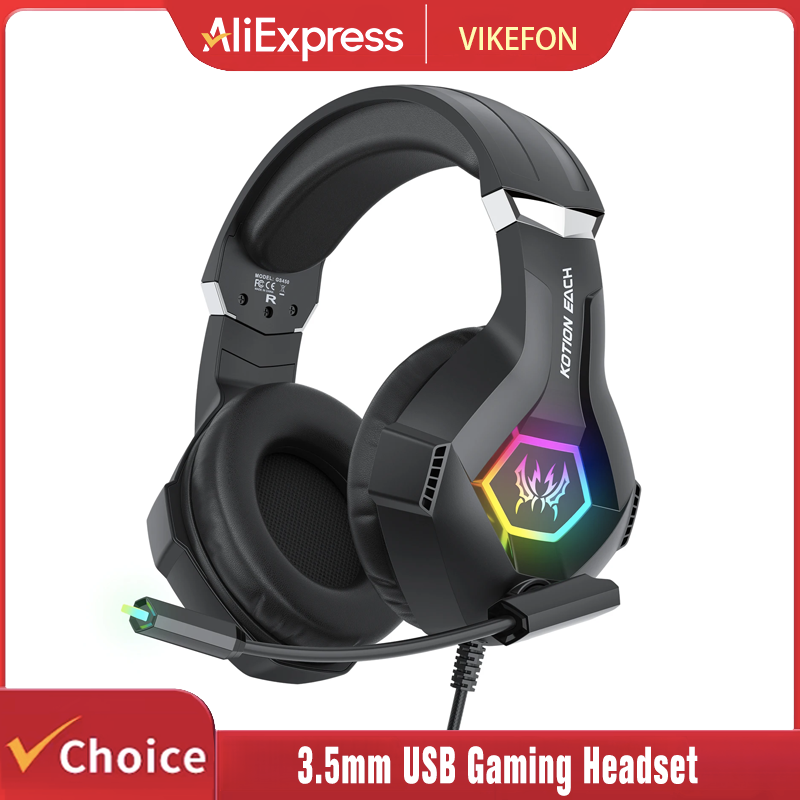 Gaming Headset With Mic Rgb - Gaming-Headset mit Mikrofon, dynamischer RGB-Beleuchtung/Inline-Steuerung für