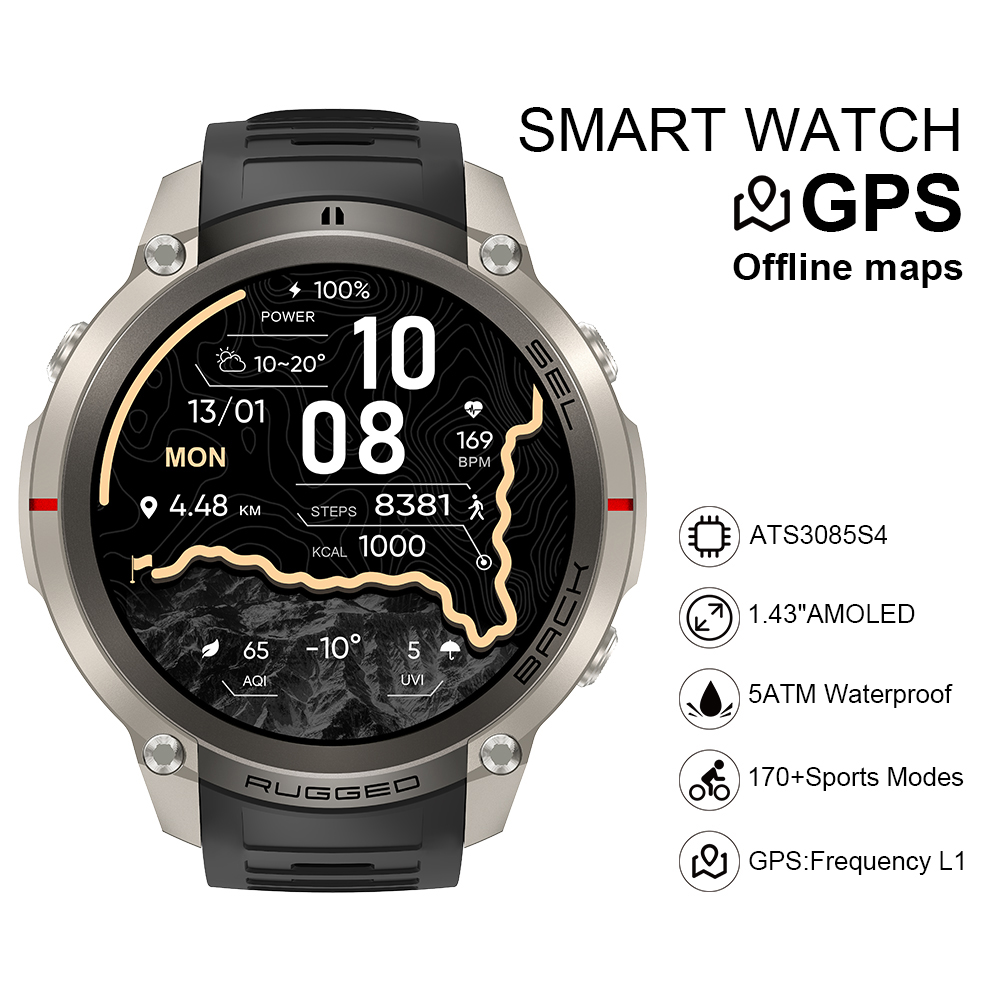Smartwatches - 2026 DM59 Smartwatch mit Offline-Karte, eingebautem