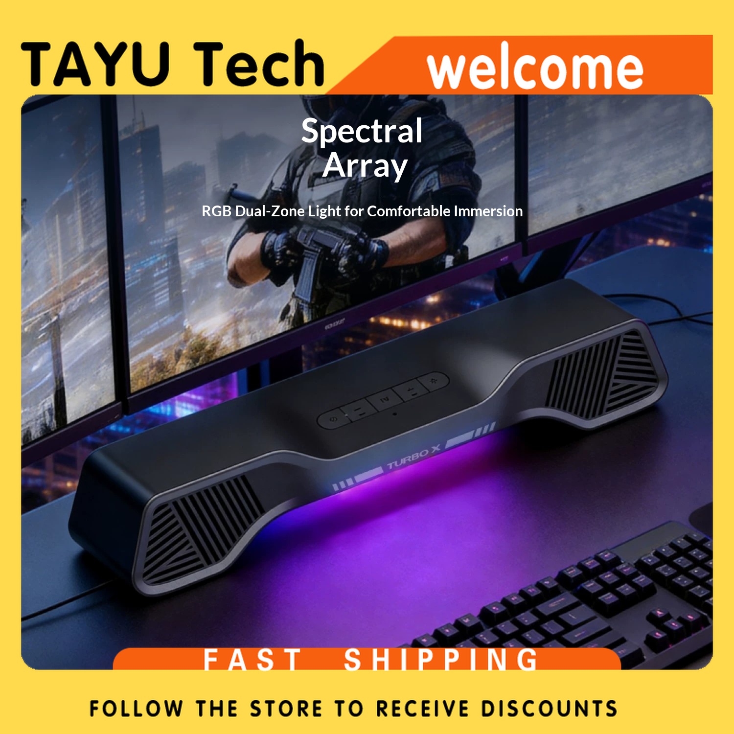 Rgb Computer Soundbar For Pc - Hurricane Turbo X Gaming-Lautsprecher MS-G1 PC-Soundbar