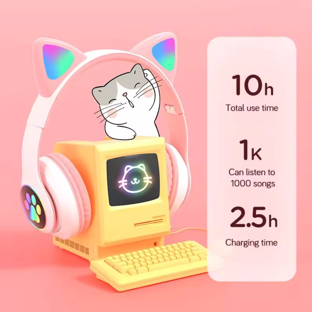 Süßes Katzenohr-Bluetooth-komp – Cat Ear Bluetooth Headset Led Bewertung und Preis
