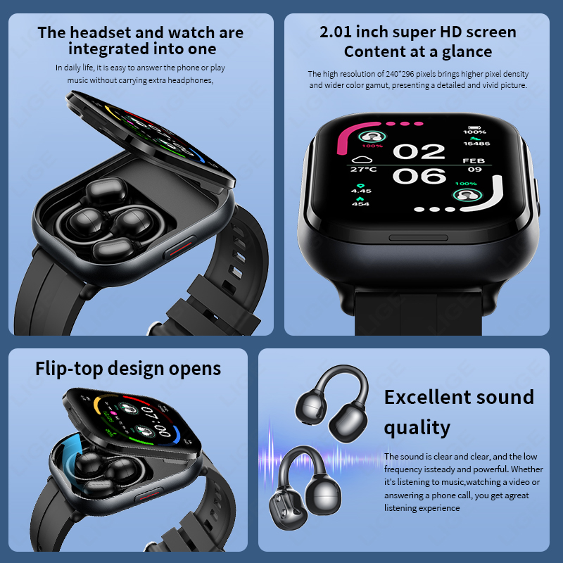 LIGE TWS Smart Uhr Männer 2,01 – Tws Earbuds Bluetooth 5.3 Bewertung und Preis