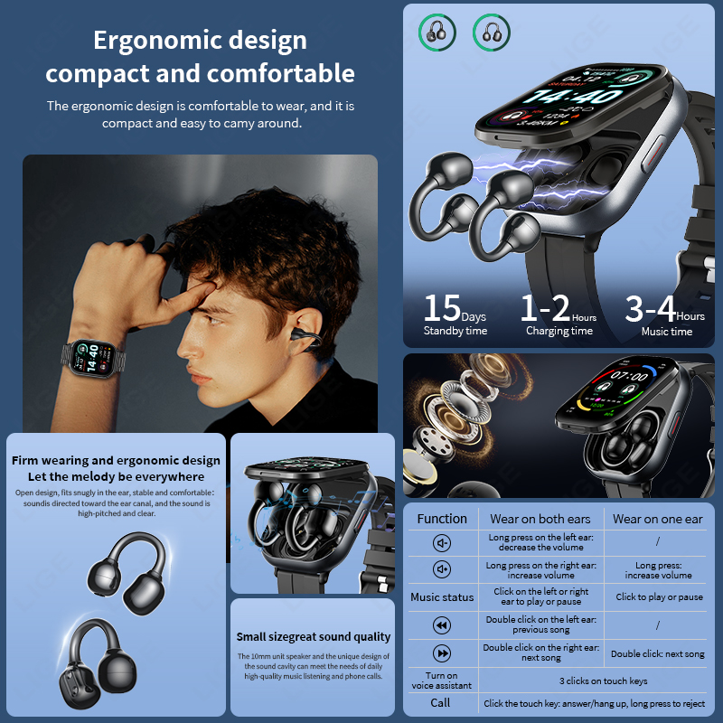 LIGE TWS Smart Uhr Männer 2,01 – Tws Earbuds Bluetooth 5.3 Bewertung und Preis